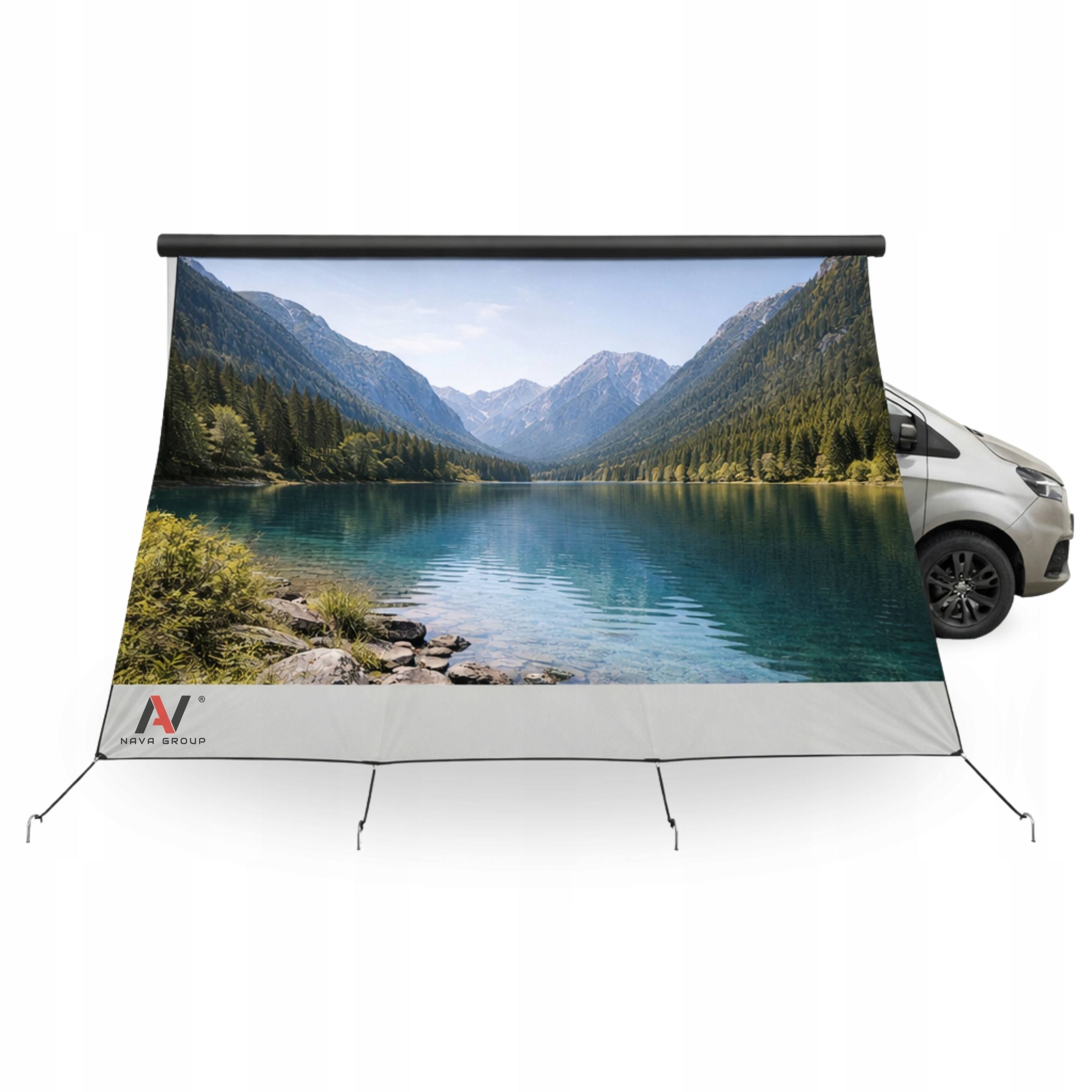 Sluneční clona Sun Bloker pro markýzu karavanu/přívěsu s potiskem