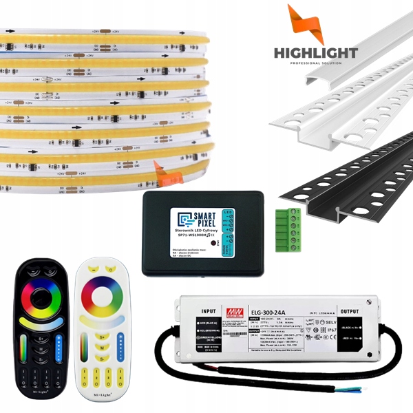 30 m Sada Fasádová Led páska Cob Mono 11W 24V IP65+Profil W/b