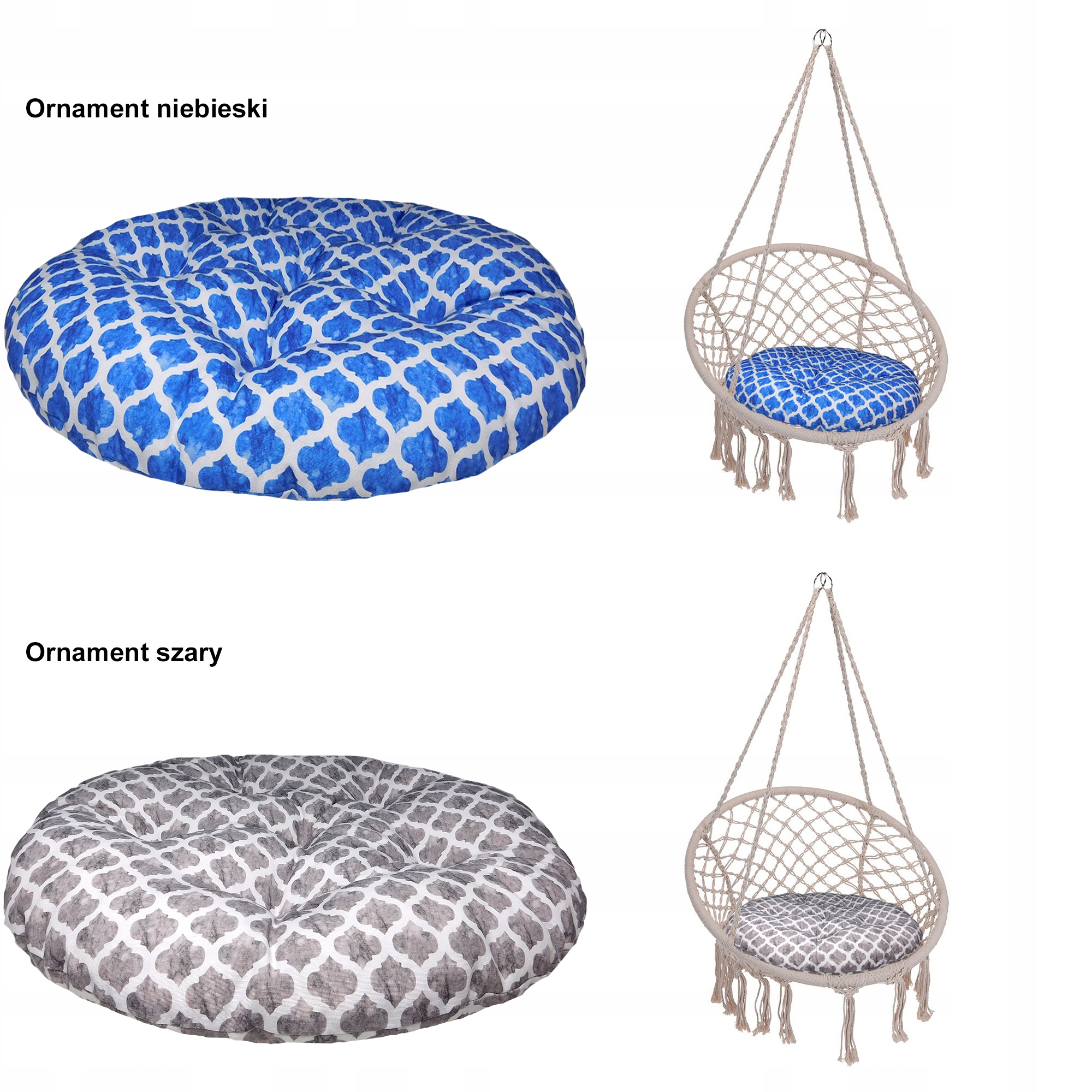 Poduszka na Huśtawkę Fotel Bocianie Gniazdo 60cm - kolory i wzory do wyboru Styl skandynawski