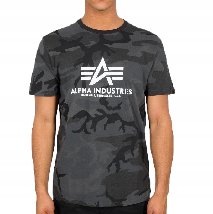 Alpha Industries Pánské tričko Basic Big Logo Camo T černo maskáčové 10