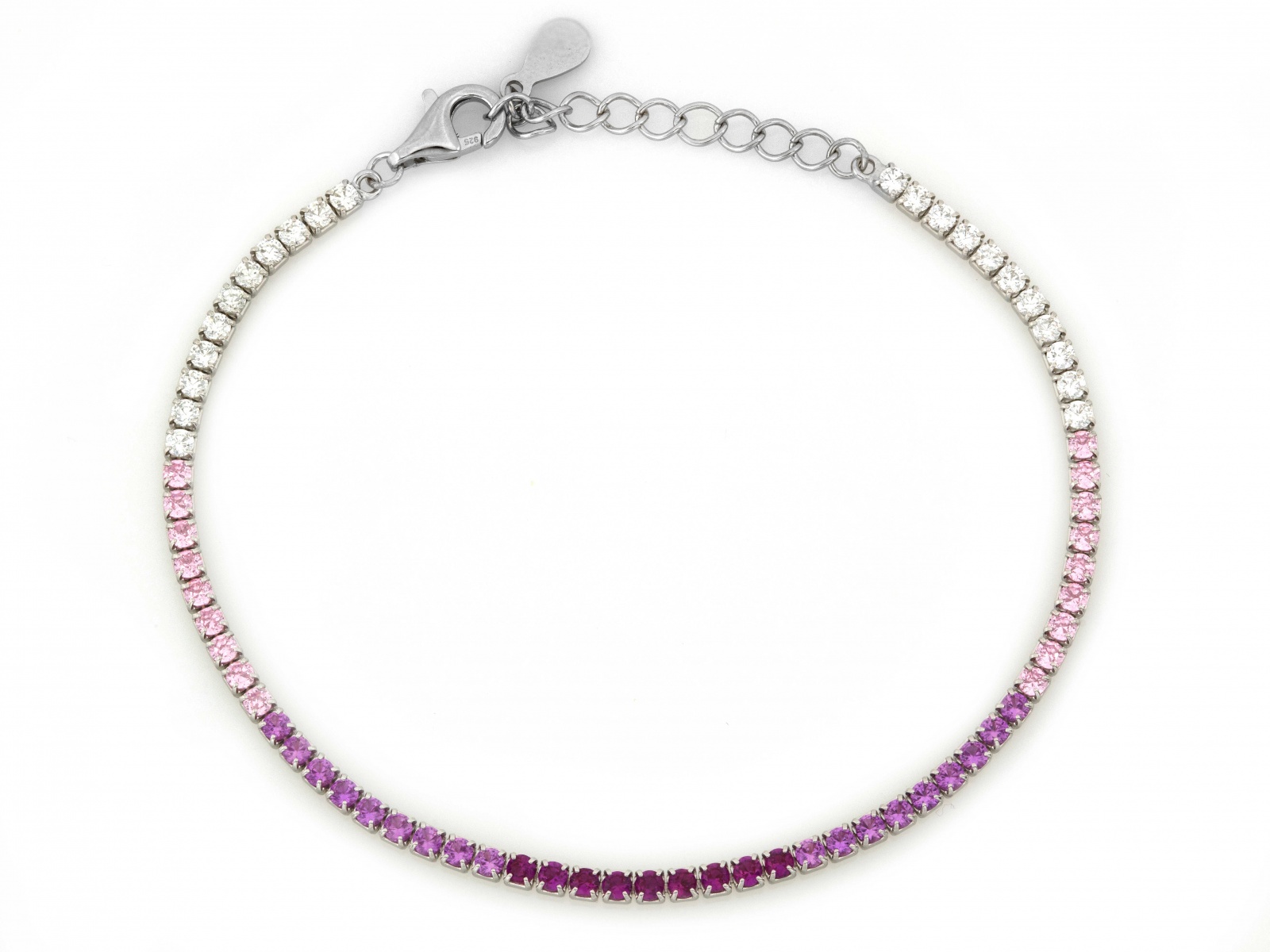 Stříbrný dámský náramek 925 růžové a bílé Křišťály jako dárek