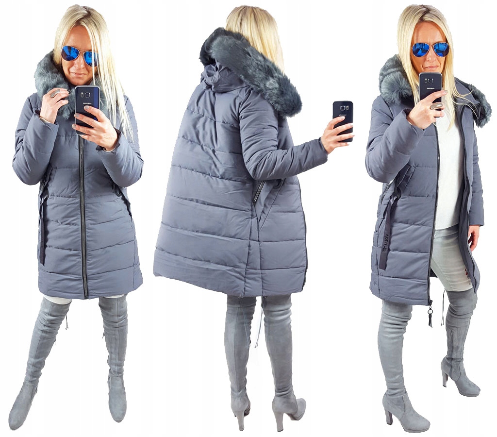 

Kurtka Płaszcz Długa Pikowana Parka Z Futerkiem S