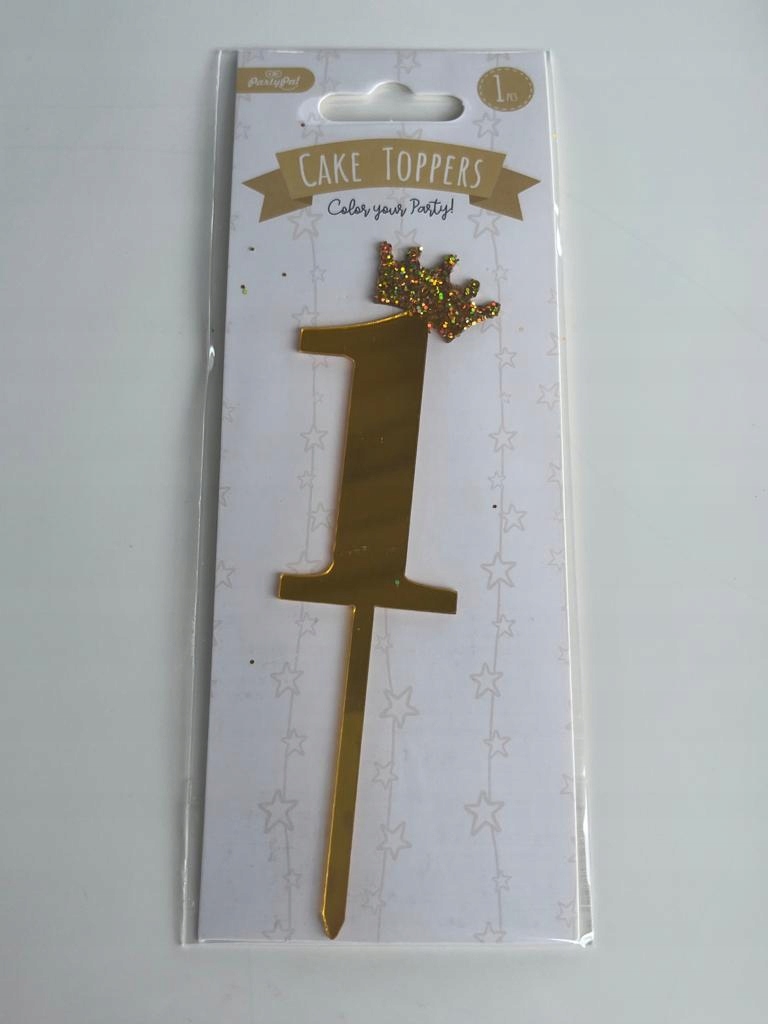 TOPPER NA TORT ZŁOTA CYFRA LUSTRO + KORONA BROKAT EAN (GTIN) 5905908321323