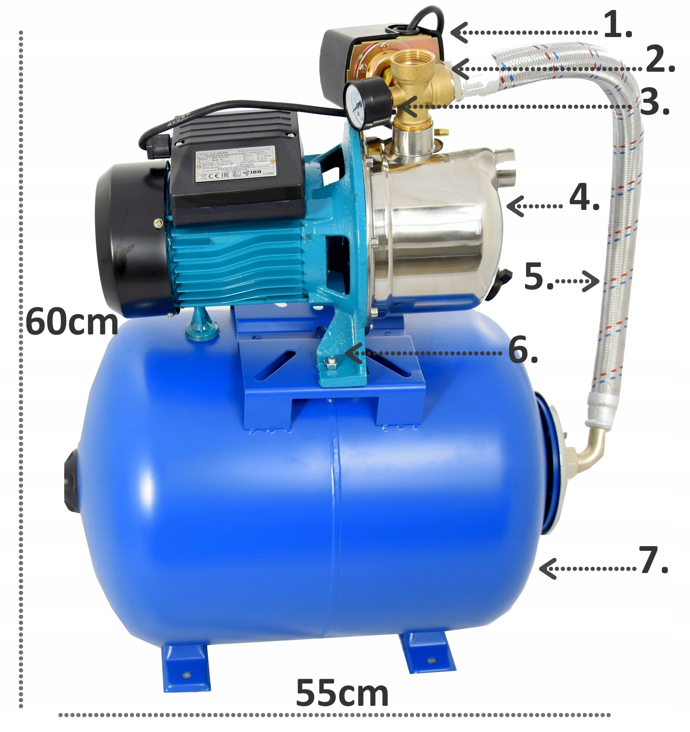 HYDROFOR 50L AJ 50/60 POMPA HYDROFOROWA + GRATIS Moc silnika 1100 W