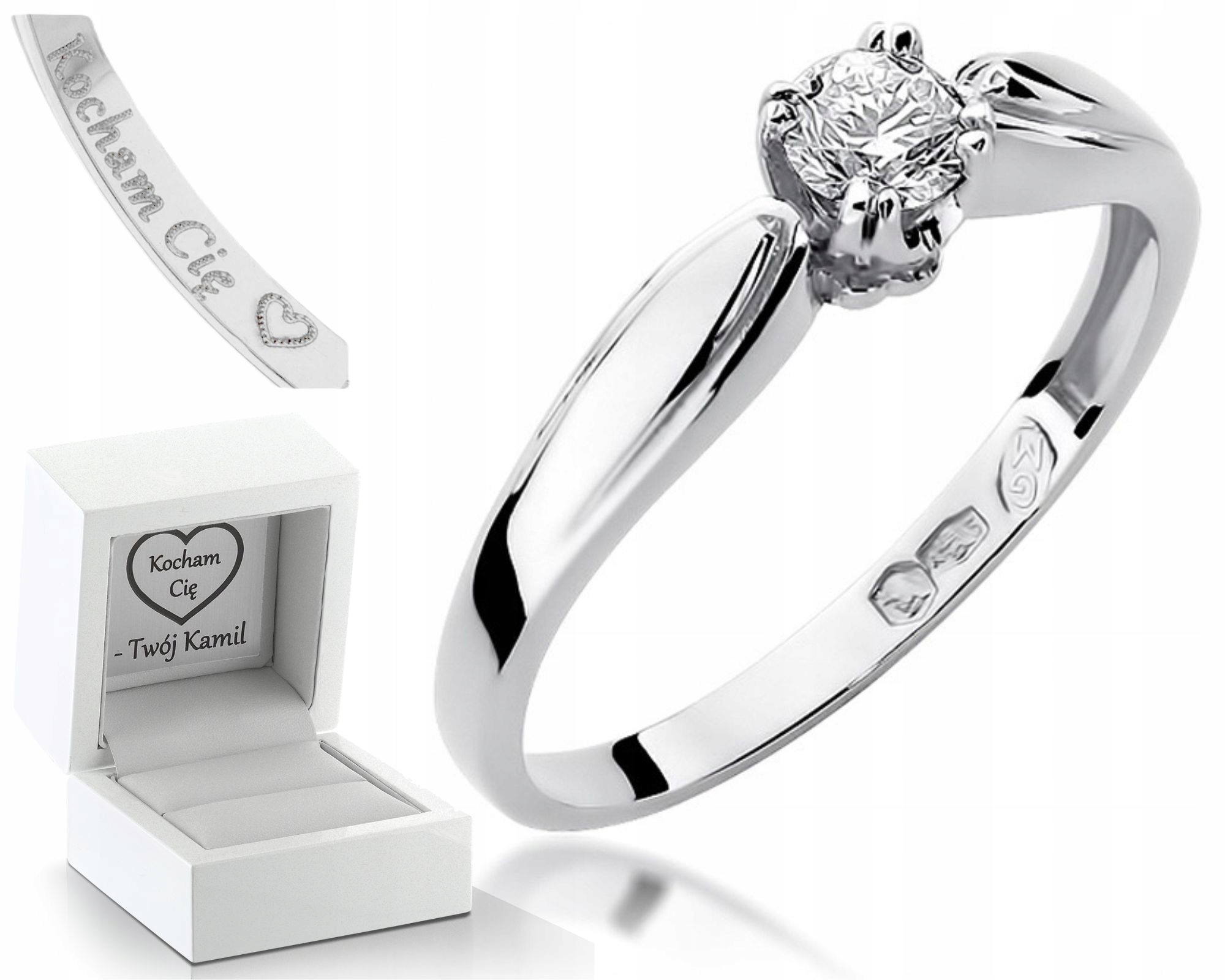 Prstýnek Brilianty 0,24 Ct Bílé Zlato Gravírování