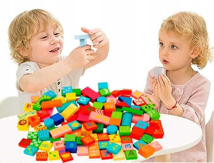 100el KOLOROWE DREWNIANE KLOCKI KONSTRUKCYJNE 1184