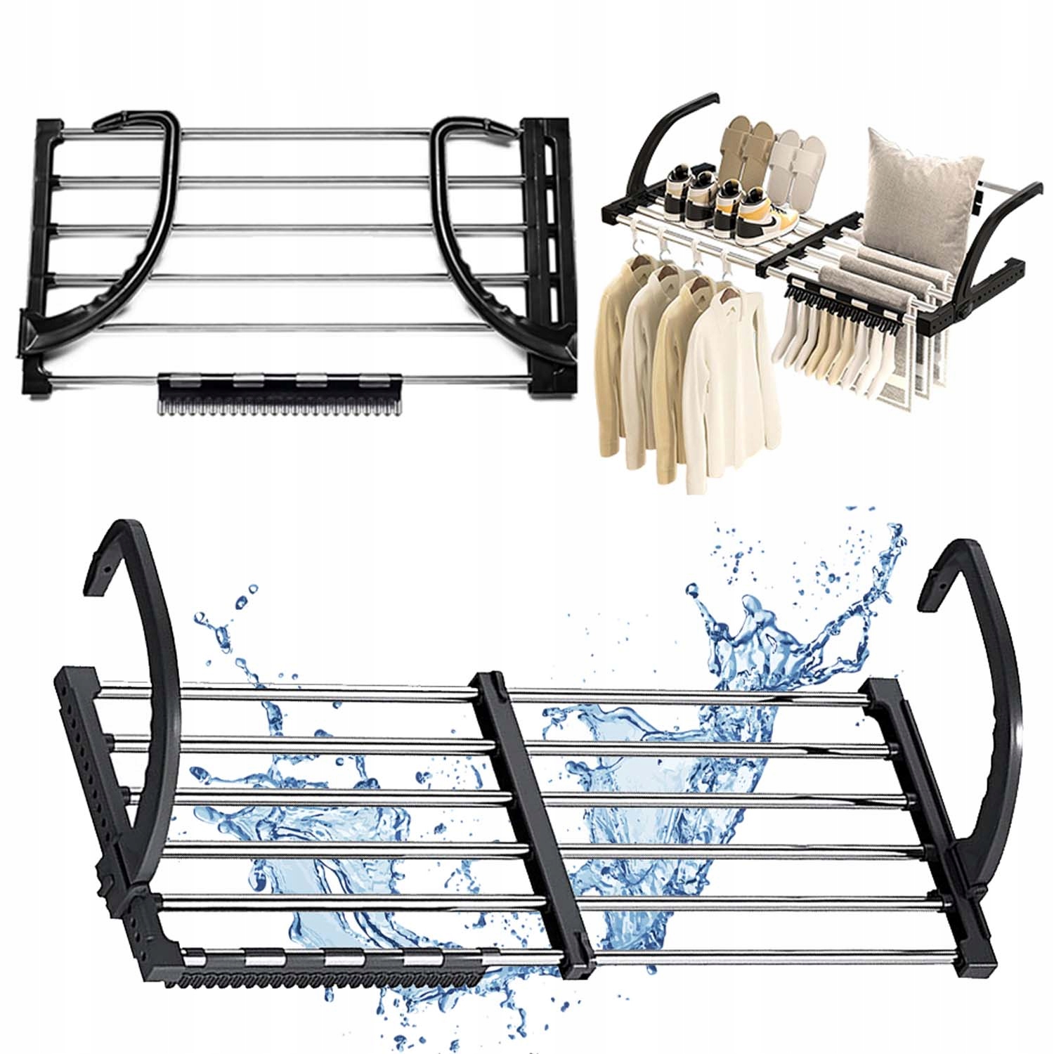 Levně Výsuvný Stojan Na Prádlo Z Oceli 110 CM Na Balkon, Koupelnu, Oblečení, Boty