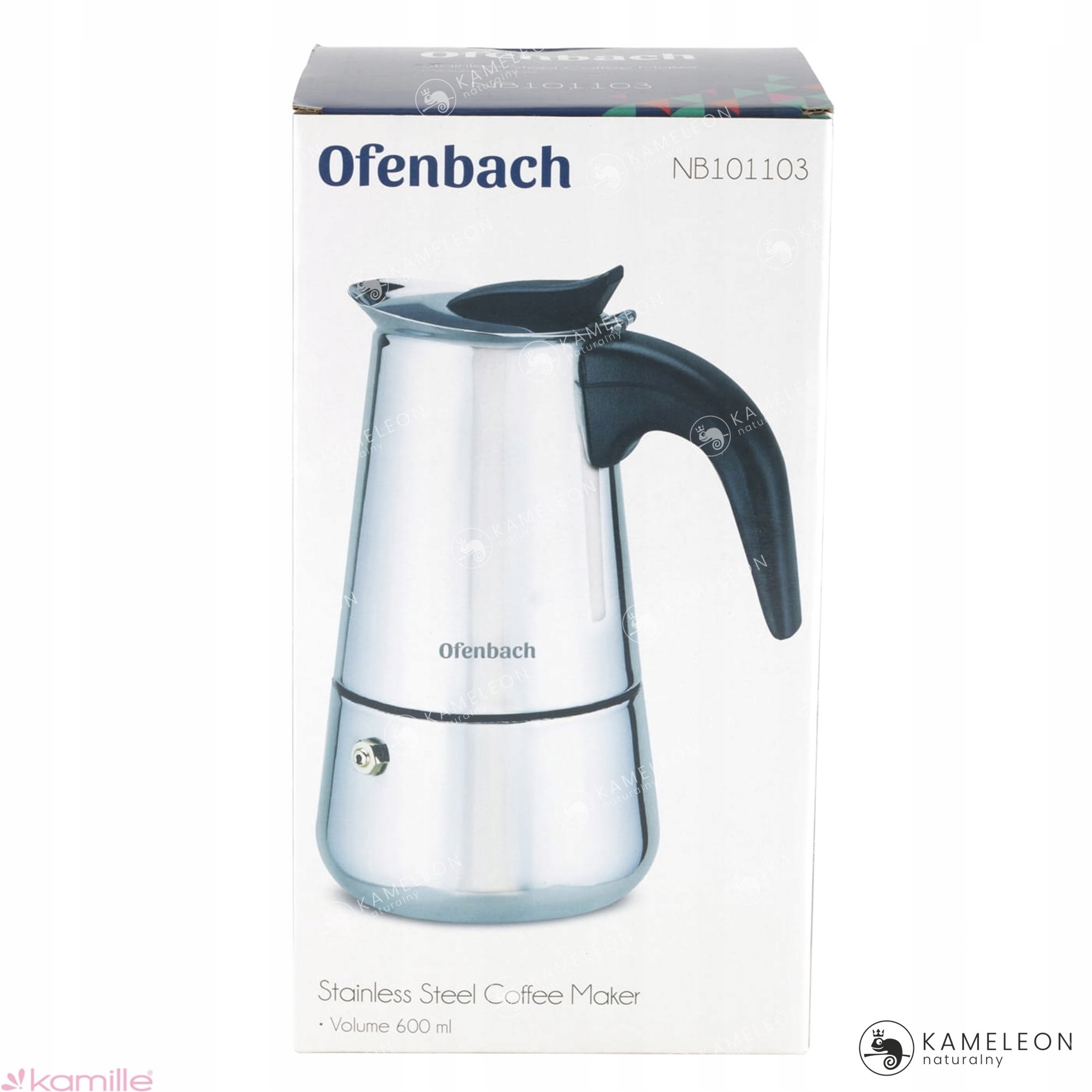 KAWIARKA EKSPRES ZAPARZACZ DO KAWY KAFETERKA NA 12 KAW 600ml stalowa srebrn Marka Ofenbach