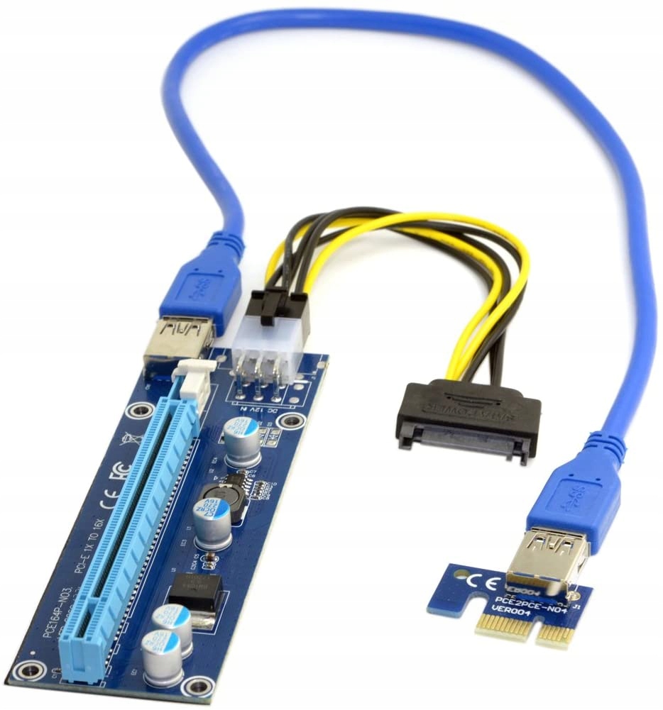 ADAPTER PCI EXPRESS 1X 16X USB 3.0 KABEL 6 PIN
