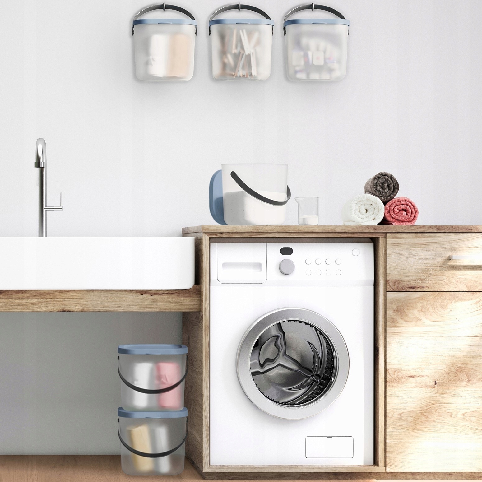 Pojemnik na proszek detergenty łazienkowy Rotho 6l Maks. szerokość 20 cm