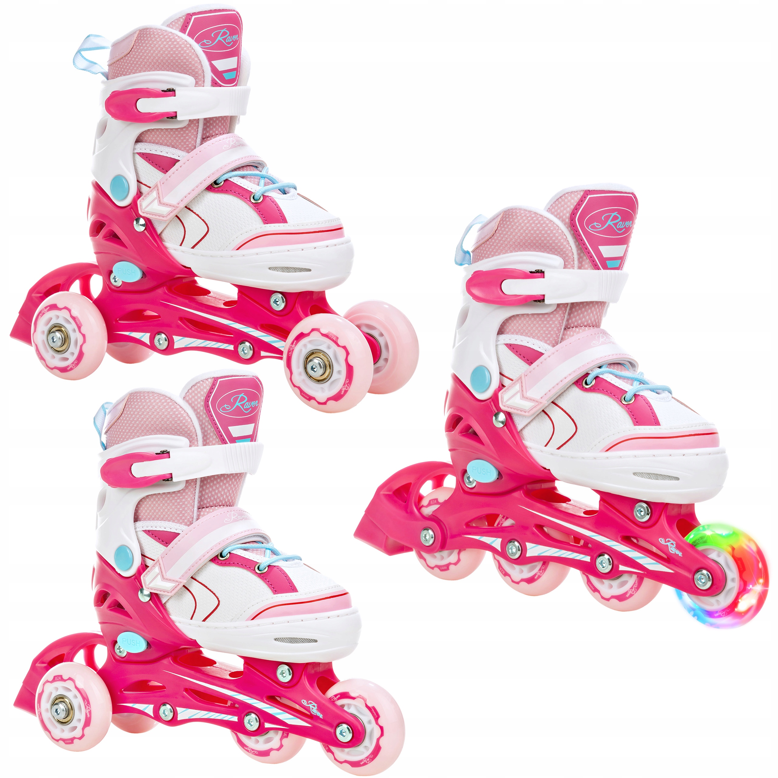 

Rolki Wrotki 3w1 Raven Lia Pink 27-30 Kółko Led