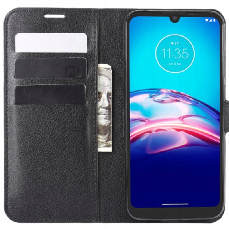 

Etui Z Klapką Portfel Litchi Do Motorola Moto E6S