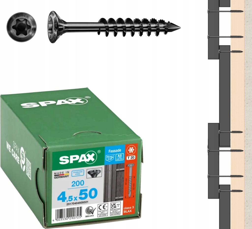 Fasádní šroub nerezová ocel A2 Blax 4,5 x 50 mm 200 ks