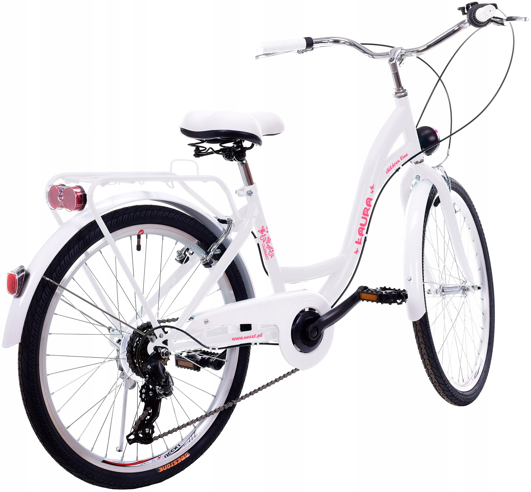 Dziewczęcy Rower Miejski 24 LAURA 6 bieg SHIMANO Marka Neext