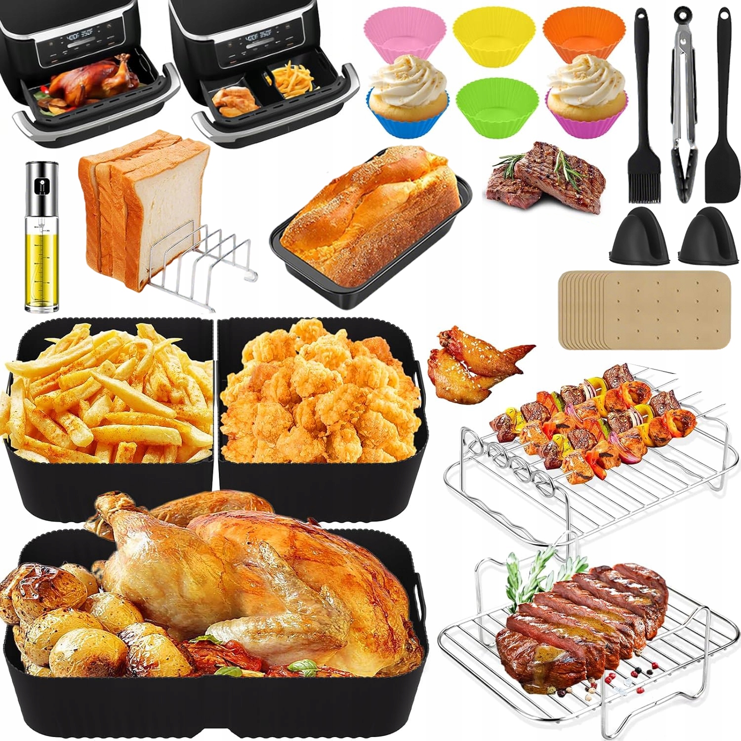 Sada Příslušenství K Fritéze S Vložkami Pro Air Fryer Ninja Dual Basket