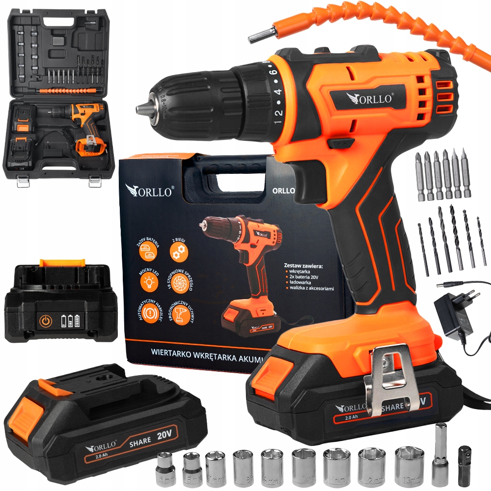 Wiertarko Wkrętarka Akumulatorowa z Walizką 2xBaterie 30 Elementów