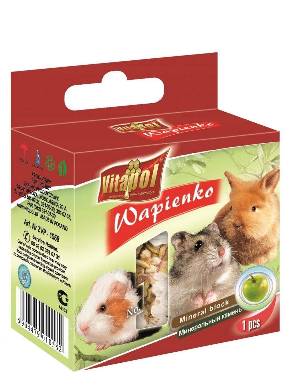 KOSTKA WAPIENNA DLA GRYZONI KRÓLIKA JABŁKO