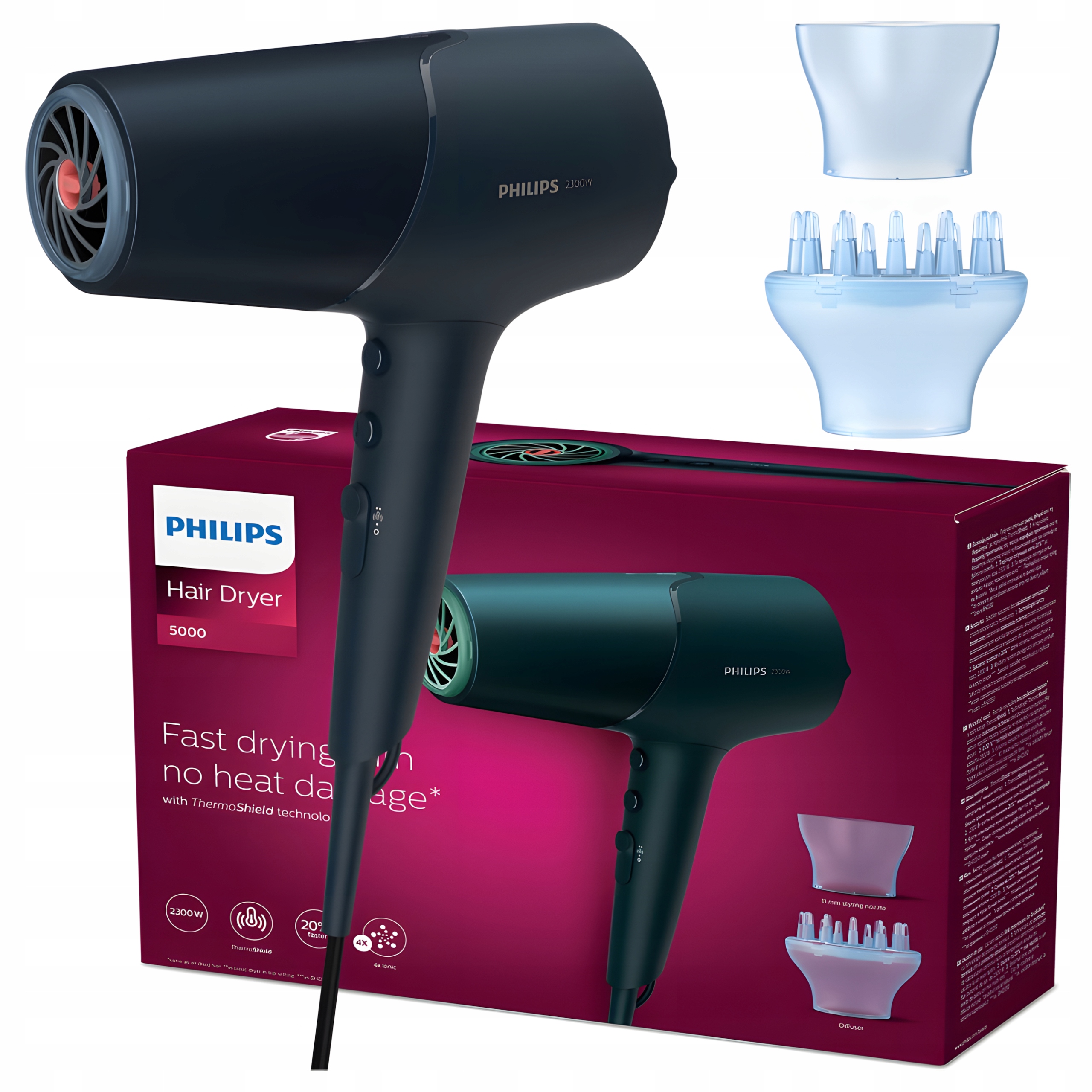 Vysoušeč vlasů Philips BHD512/00, rychlé sušení ThermoProtect