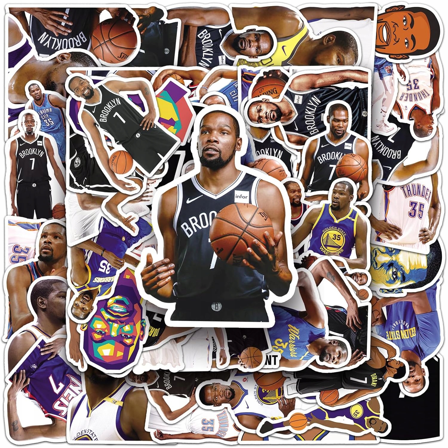 Zeataw 50 szt naklejek Kevin Durant,winylowe na laptopy, kaski i inne