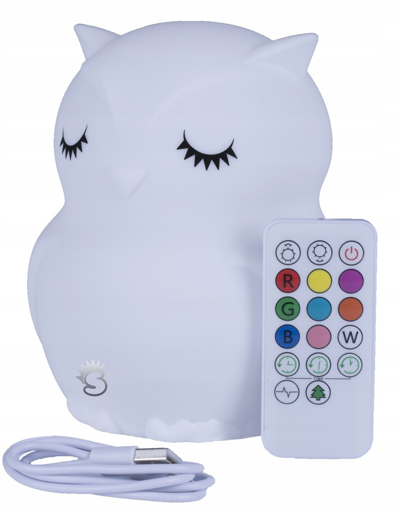 Lampka nocna silikonowa SÓWKA Świetlaczek pilotem Marka MesMed
