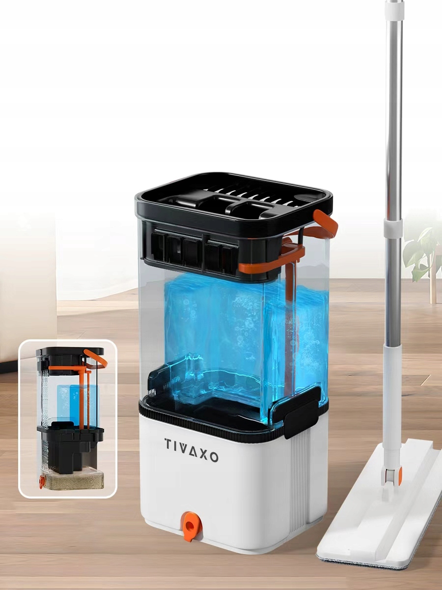 Levně Plochý mop s oddělovačem vody Tivaxo S22 4 Nulová Špinavá Voda!