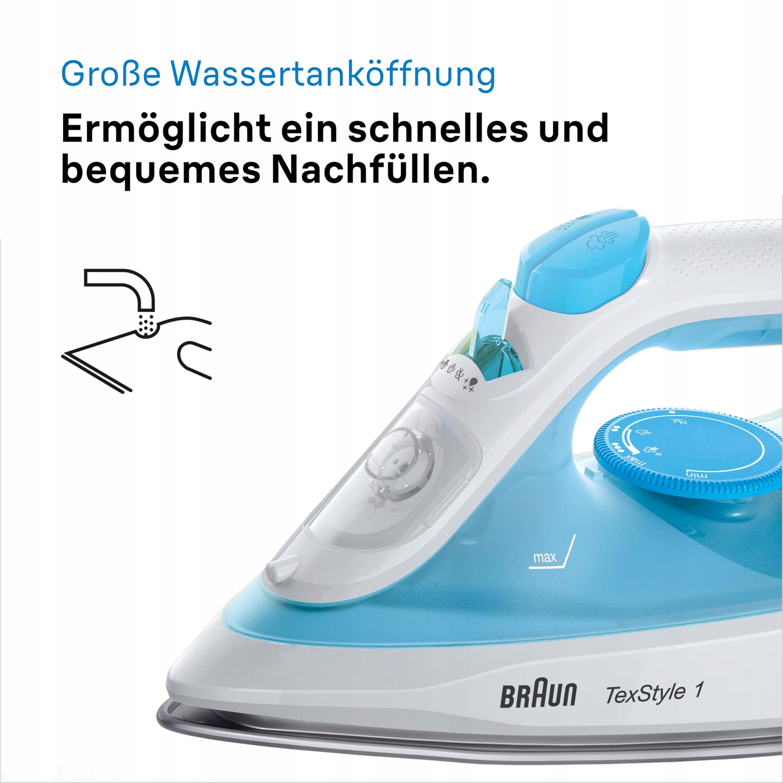 BRAUN TexStyle 1 Żelazko Parowe SuperCeramic 2000W Niebieskie — miniatura 7