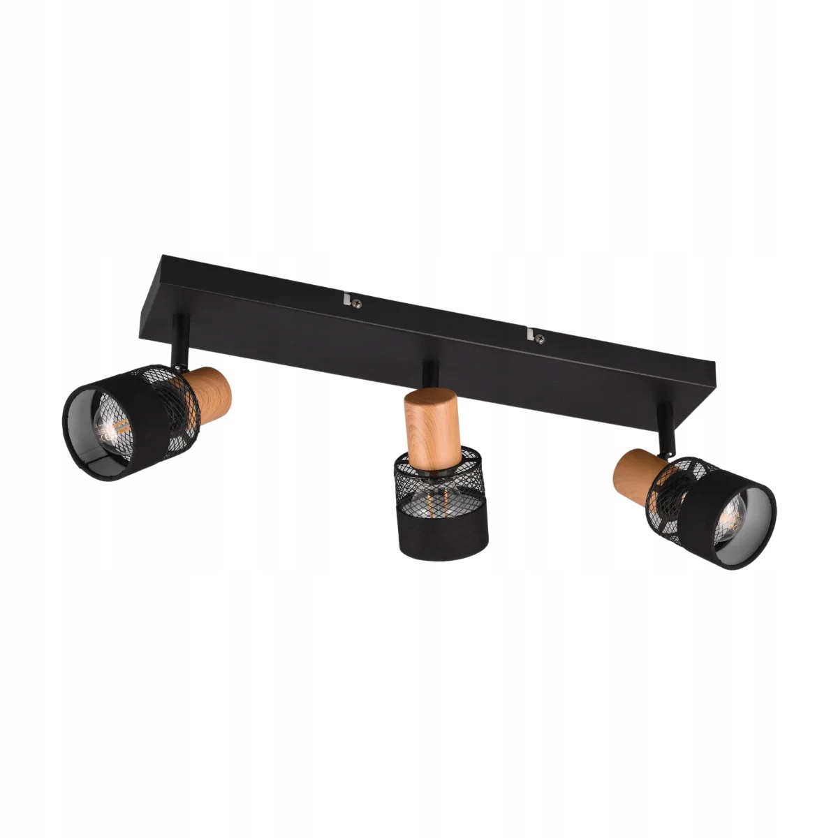 Stropní reflektor dvojitý, černý, pohyblivý, trojité ozdobné stínítko Trio