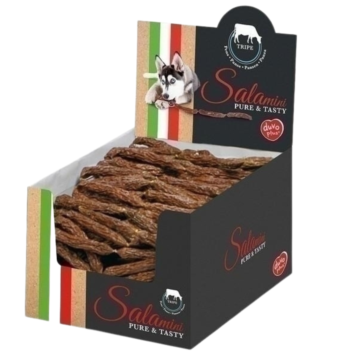 Levně Duvo+ Samanini Sausages Klobásky pro psa Salám se zvěřinou 250 ks Box