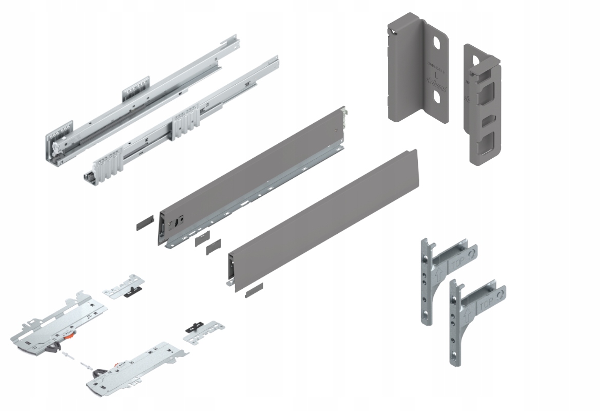 Blum Zásuvka Merivobox 550 Nízka M Tip-On Šedá