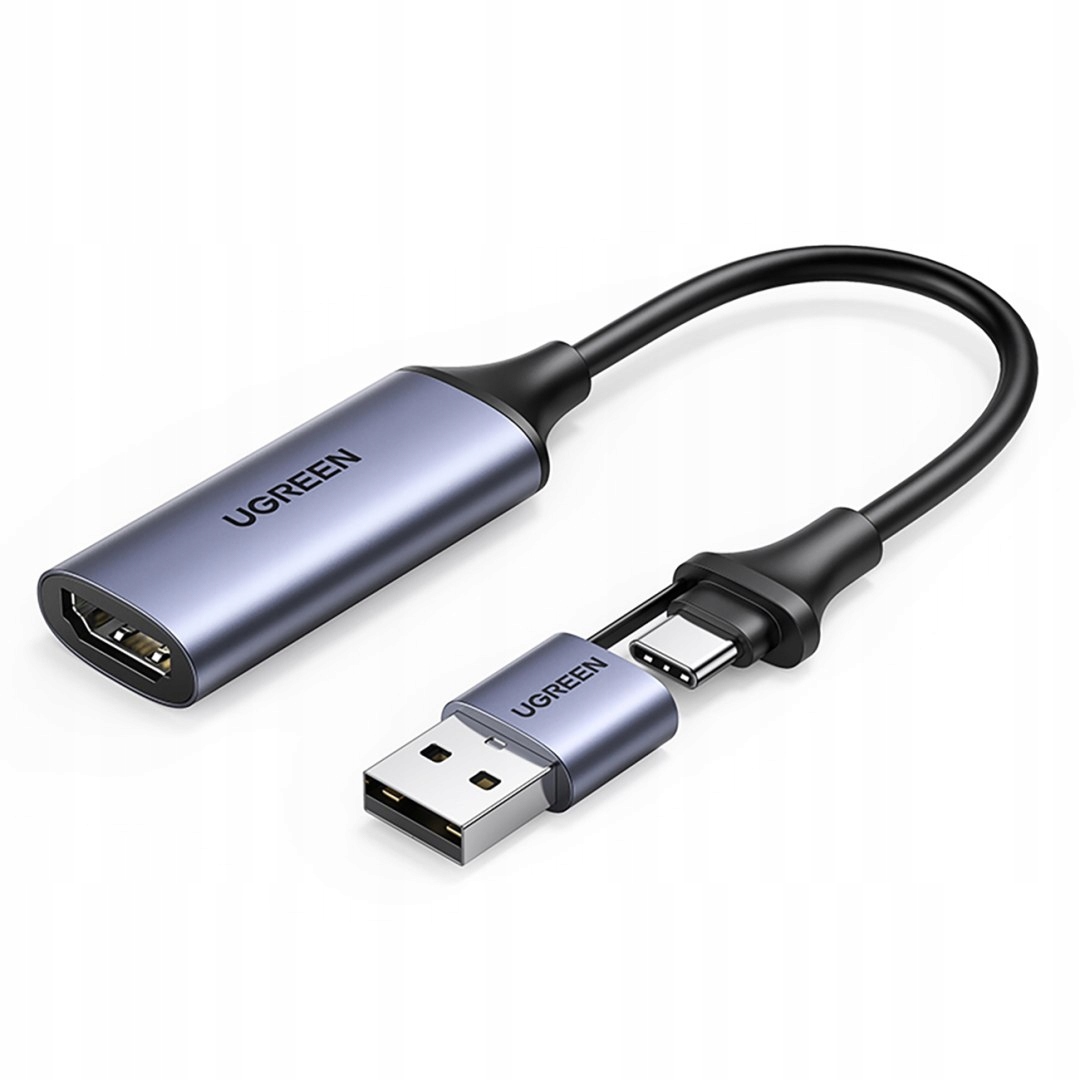 Adaptér Hdmi (samice) – Usb-a Usb-c (samec) – šedý Ugreen