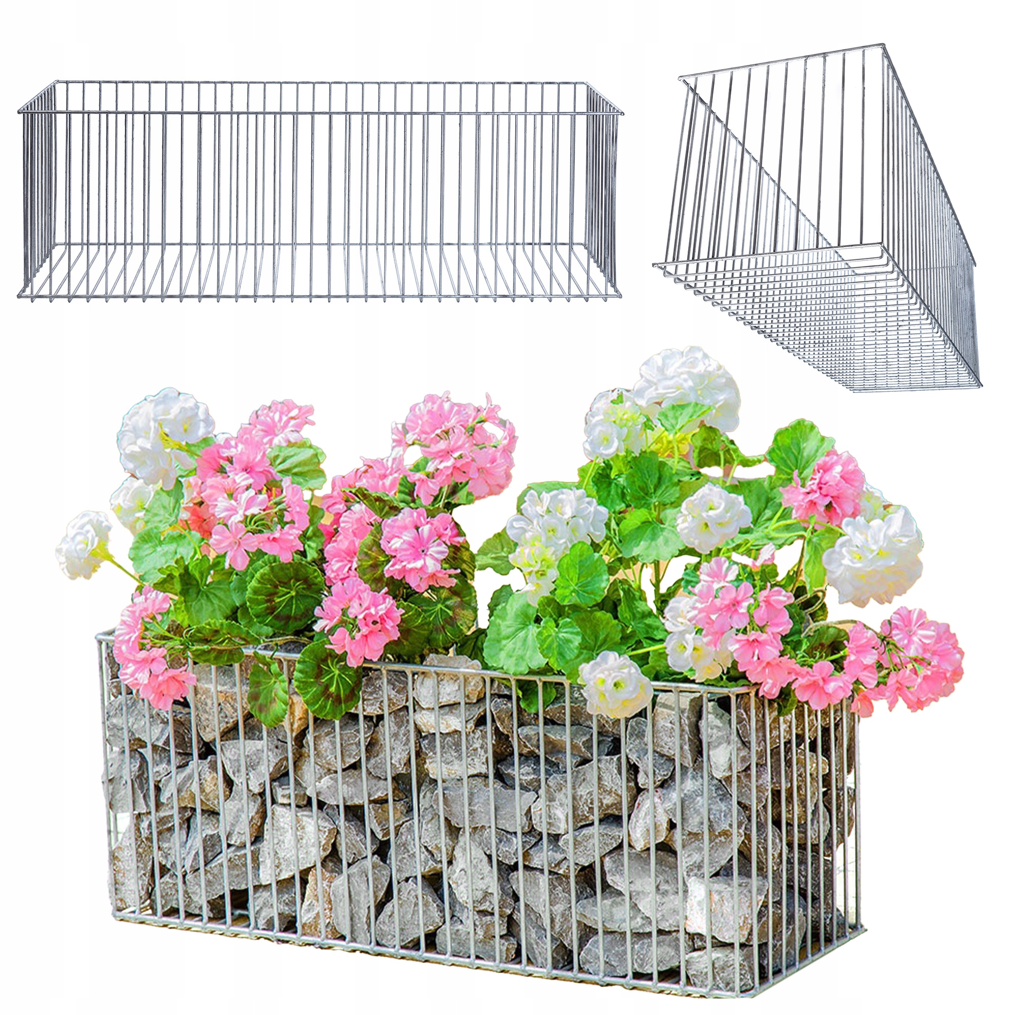 Gabionový Obal Na Květiny Gabion Ocel Na Květiny Zahradní Kámen Drát 98 cm