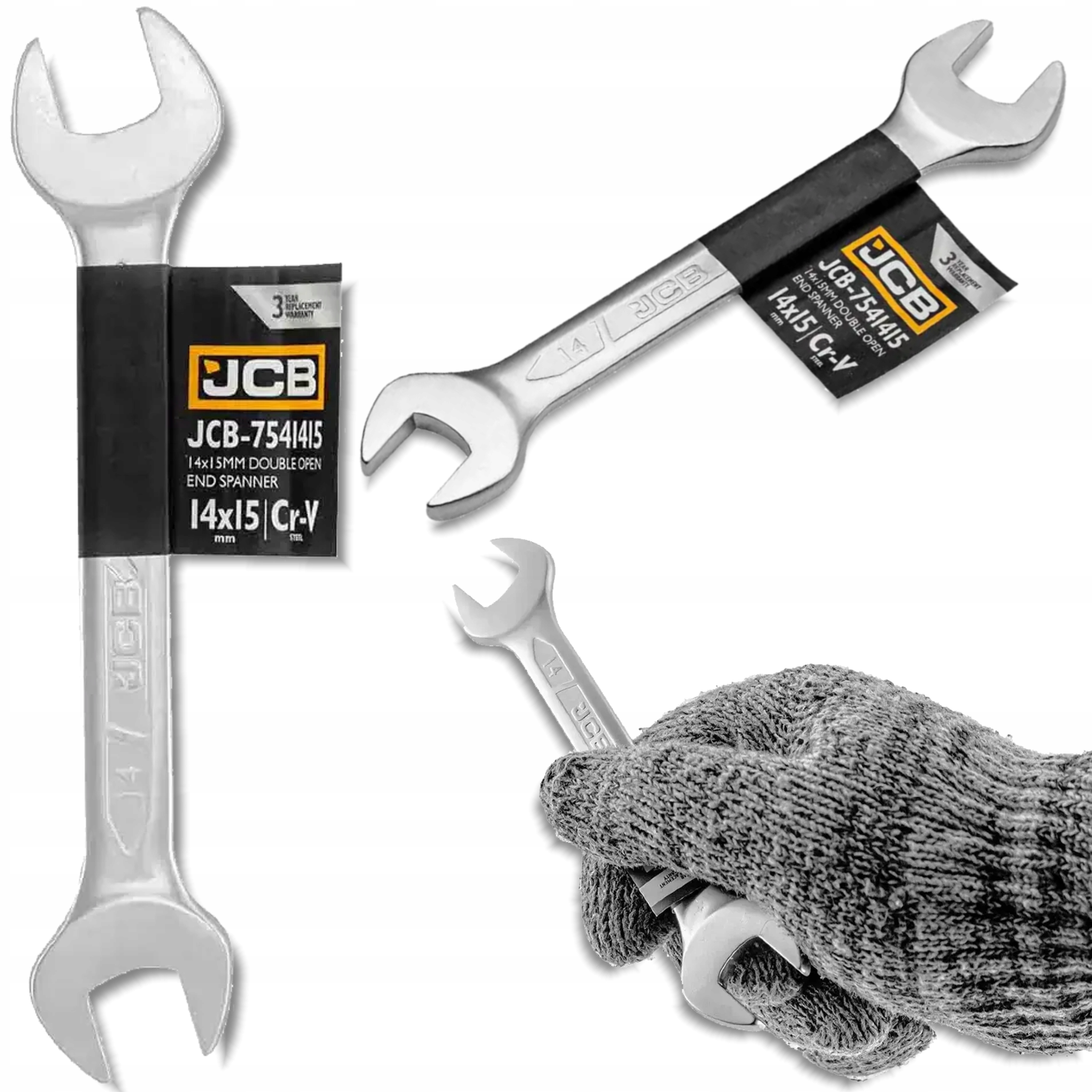 Klucz płaski Cr-v 14-15 mm dwustronny mocny solidny standard Jcb