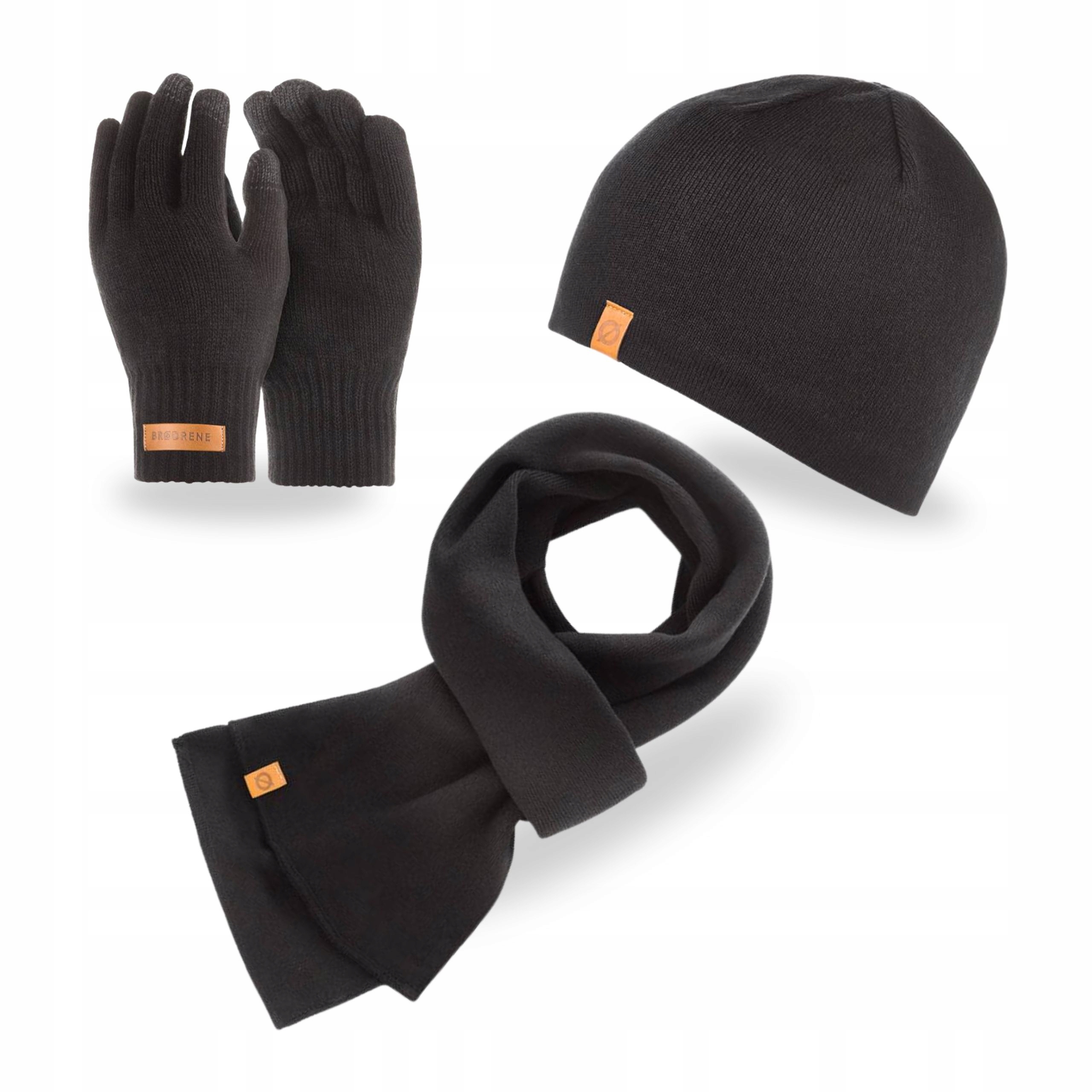 Zimní pánský komplet Čepice Zateplená šála Rukavice Brodrene Černá