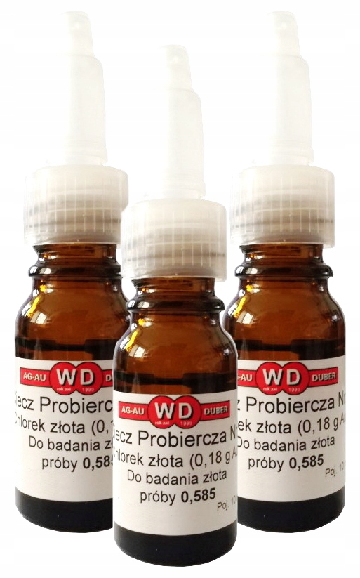 Zkušební kapalina 3 x Chlorek Zlatý Au 0,18 g 10 ml