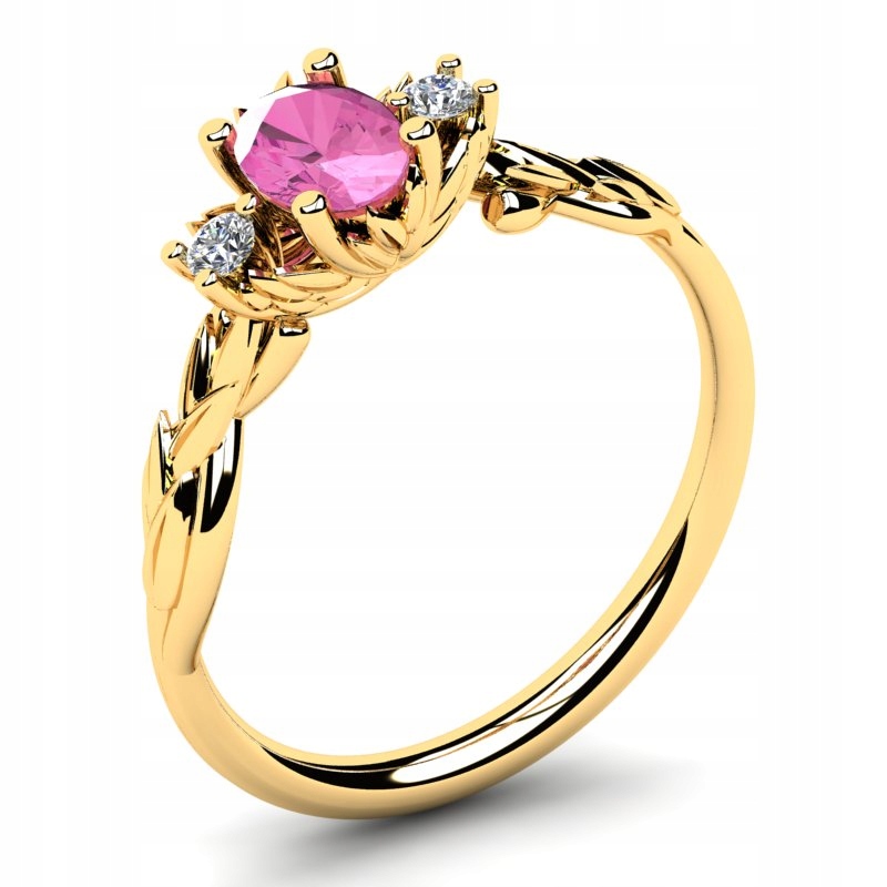 

Pierścionek Złoty Nowoczesny Z Różową Cyrkonią 6X4