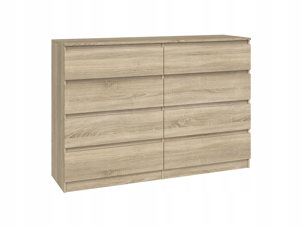 KOMODA NOWOCZESNA 140 cm POJEMNA SZAFKA REGAŁ SZUFLADY MEBLE DĄB SONOMA