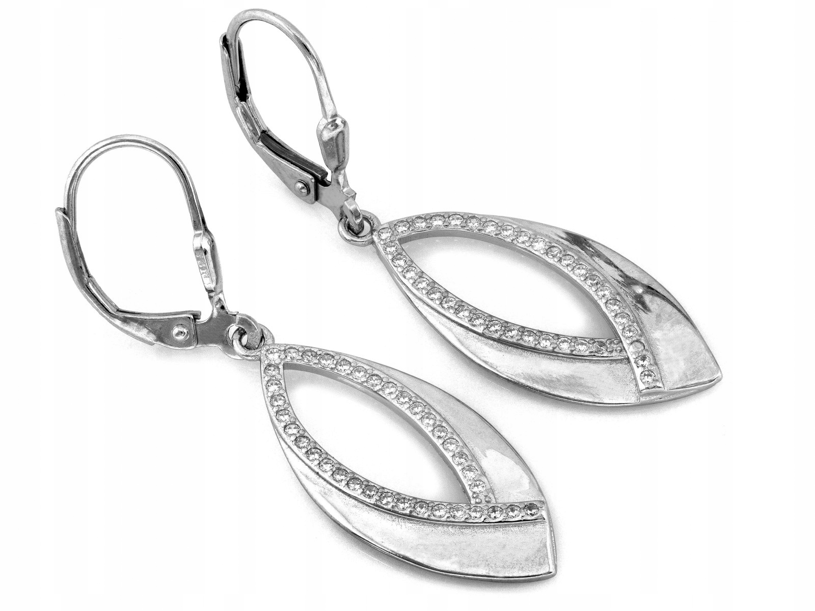 Stříbrné náušnice s zirkony 3.04 g mandle 925 jako dárek mandle