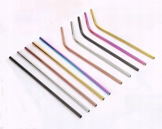 METALOWE SŁOMKI EKO RURKI WIELORAZOWE DO NAPOJÓW 10 sztuk W ETUI 2 CZYŚCIKI Marka inna marka
