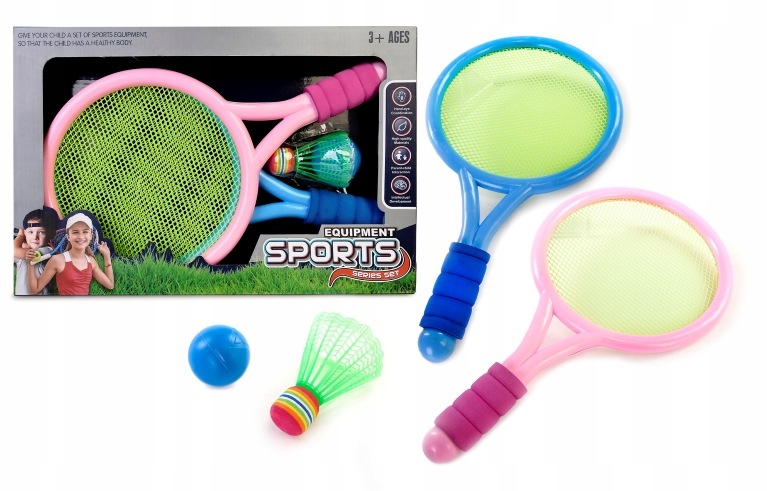 Paletki sportowe dla dzieci 40 cm z lotką i piłeczką od 3 lat