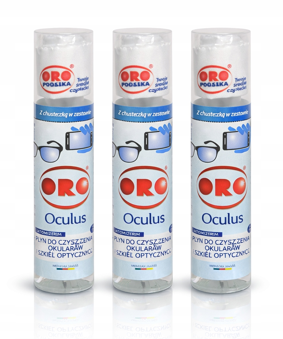 ORO PŁYN DO CZYSZCZENIA OKULARÓW + ŚCIERECZKA SPRAY CYTRYNOWY 3x125ml