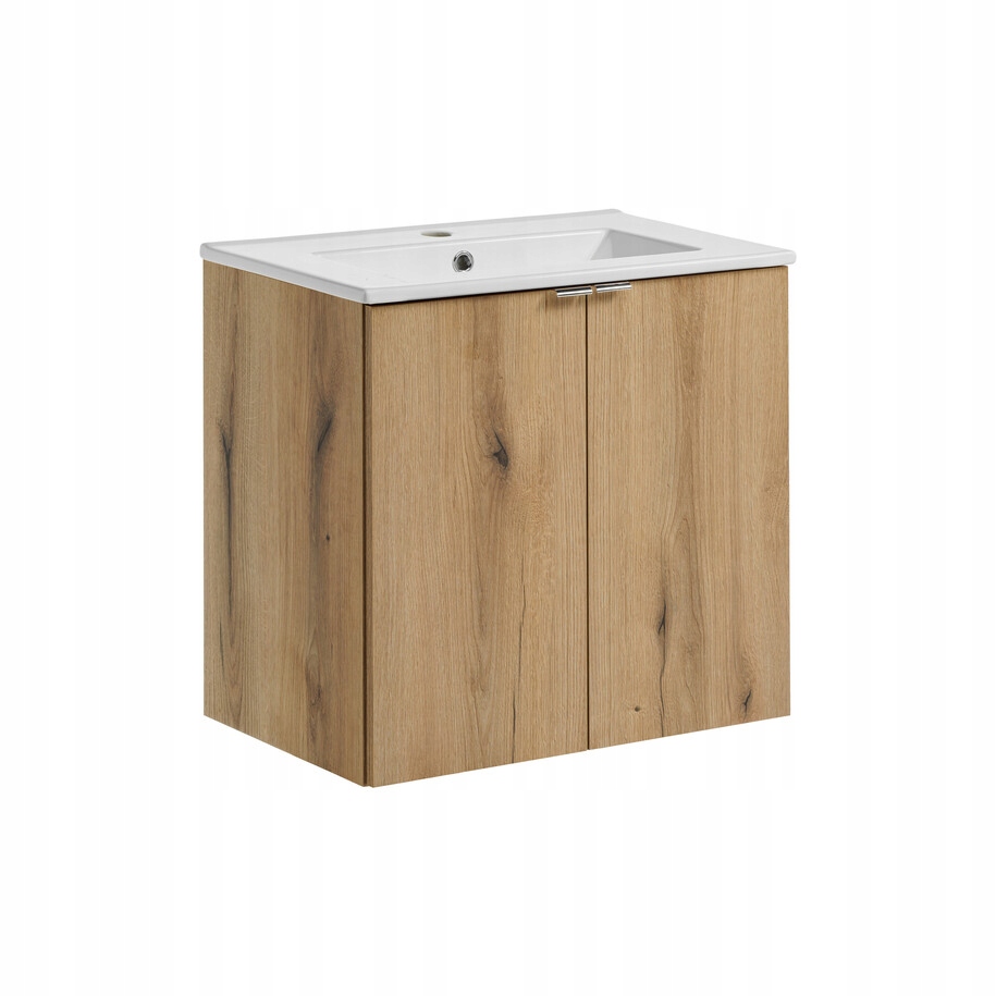 Szafka łazienkowa wisząca oak z umywalką ceramiczną 60 cm ,drzwi