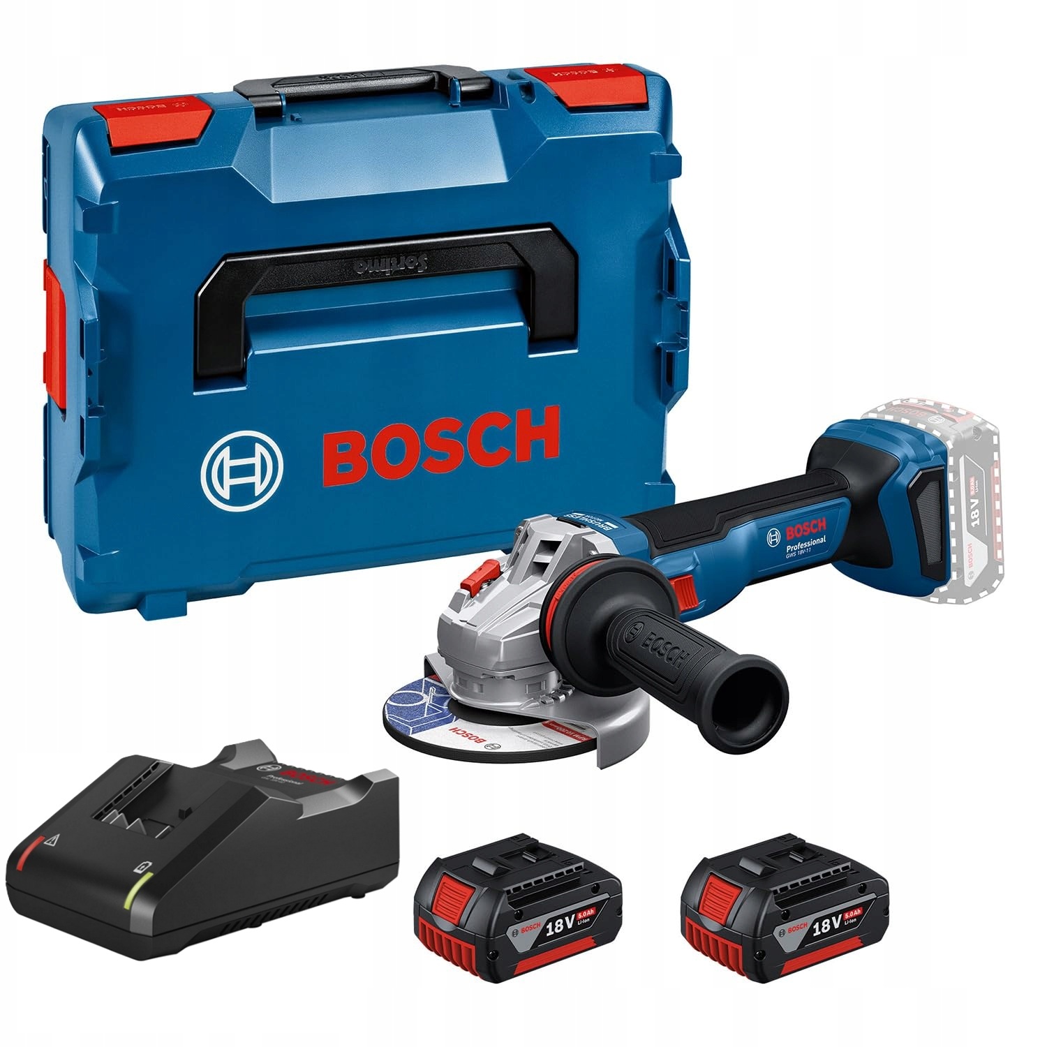 Bosch Gws 18V-11 Szlifierka kątowa akumulatorowa 125mm 2x5.0Ah L-Boxx 18V