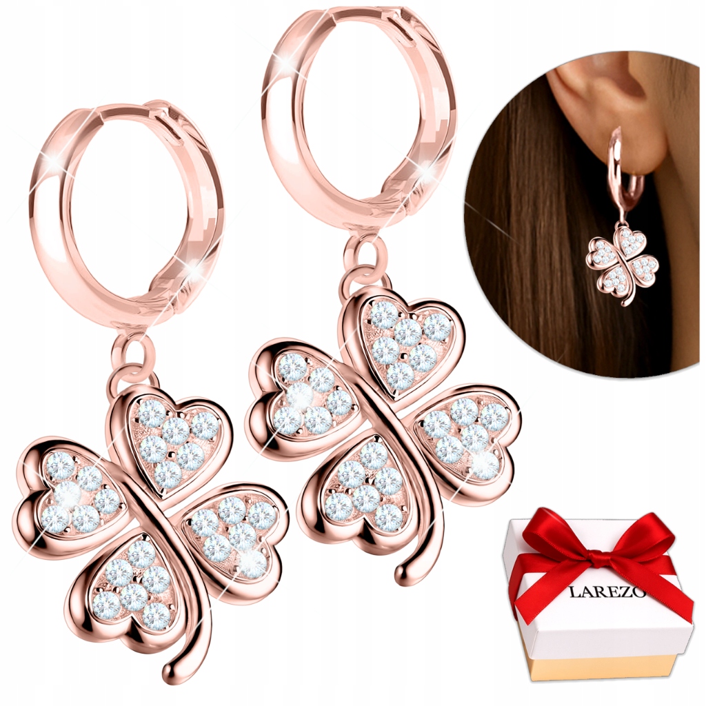 Pozlacené dívčí Náušnice Jetel Zirkony Stříbro 925