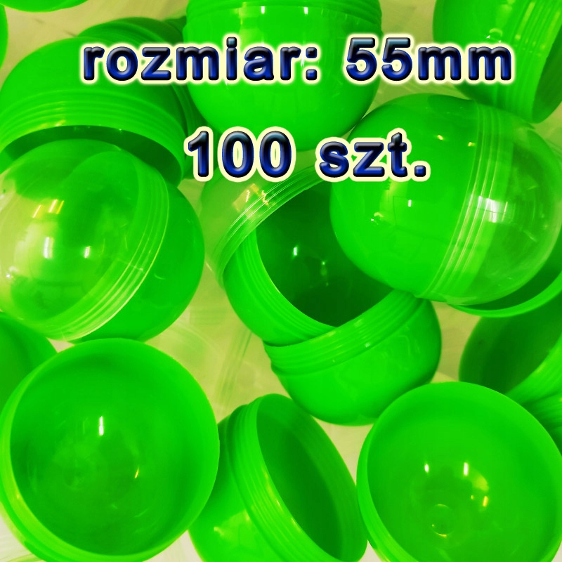 Kapsuła pusta 55 mm Zielona piłka 100szt kulka na loterię loteria losowanie