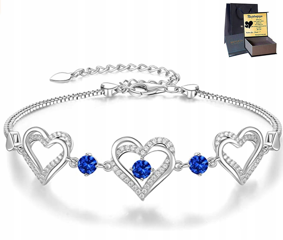 Stříbrný náramek 925 Dámské srdce Zirkony dárek pro manželku Gravírování