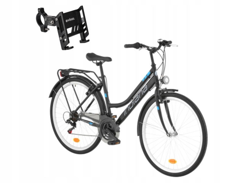 Rower miejski Indiana Trekker 21B 28 cali damski Czarno-niebieski Uchwyt