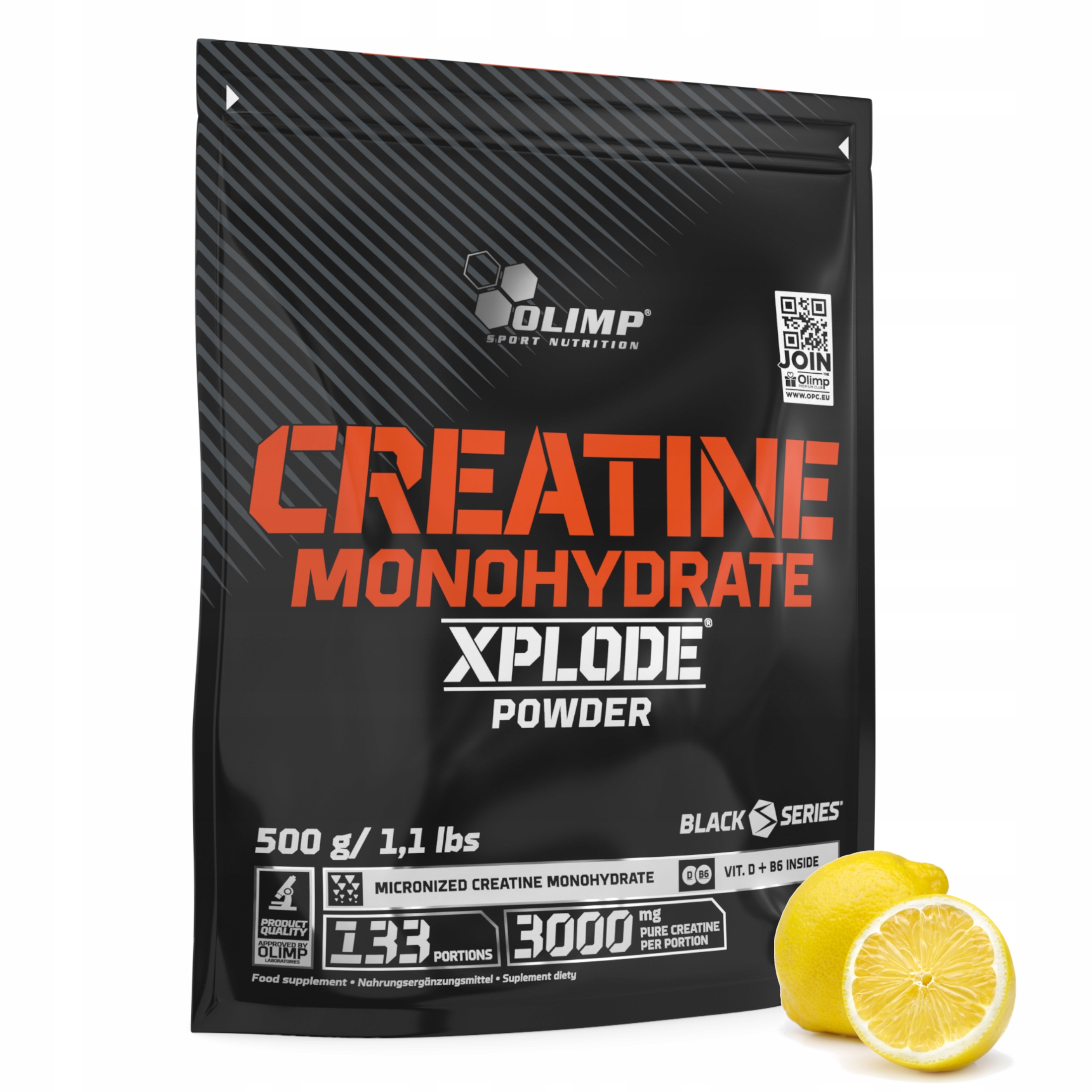 Olimp Creatine Monohydrate Xplode 500 g Kreatin Monohydrát Citron Lemon