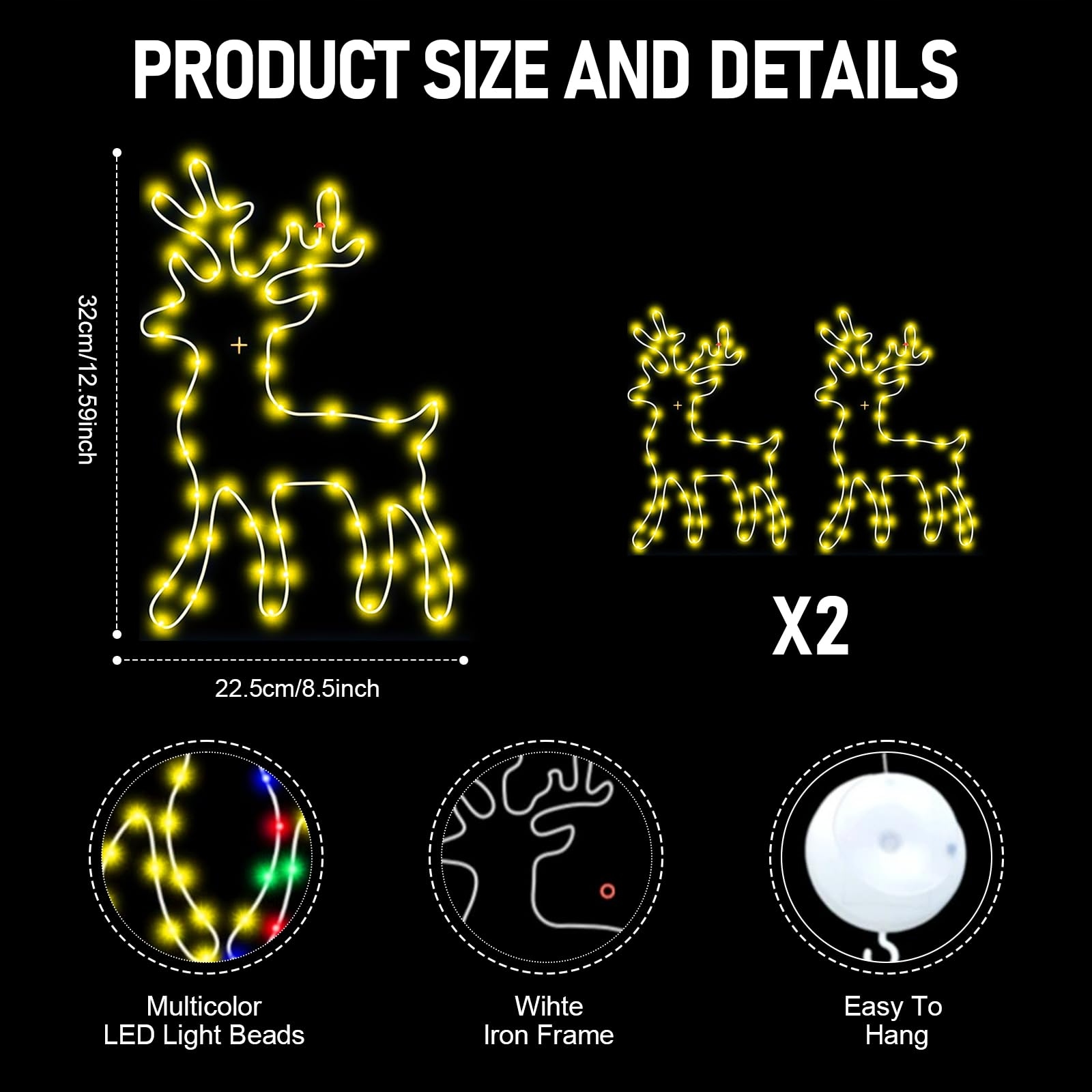 RENTIER OZDOBY ŚWIĄTECZNE 2 SZTUKI 120 LED KOLOROWE ŚWIATŁA Z PILOTEM — miniatura 2