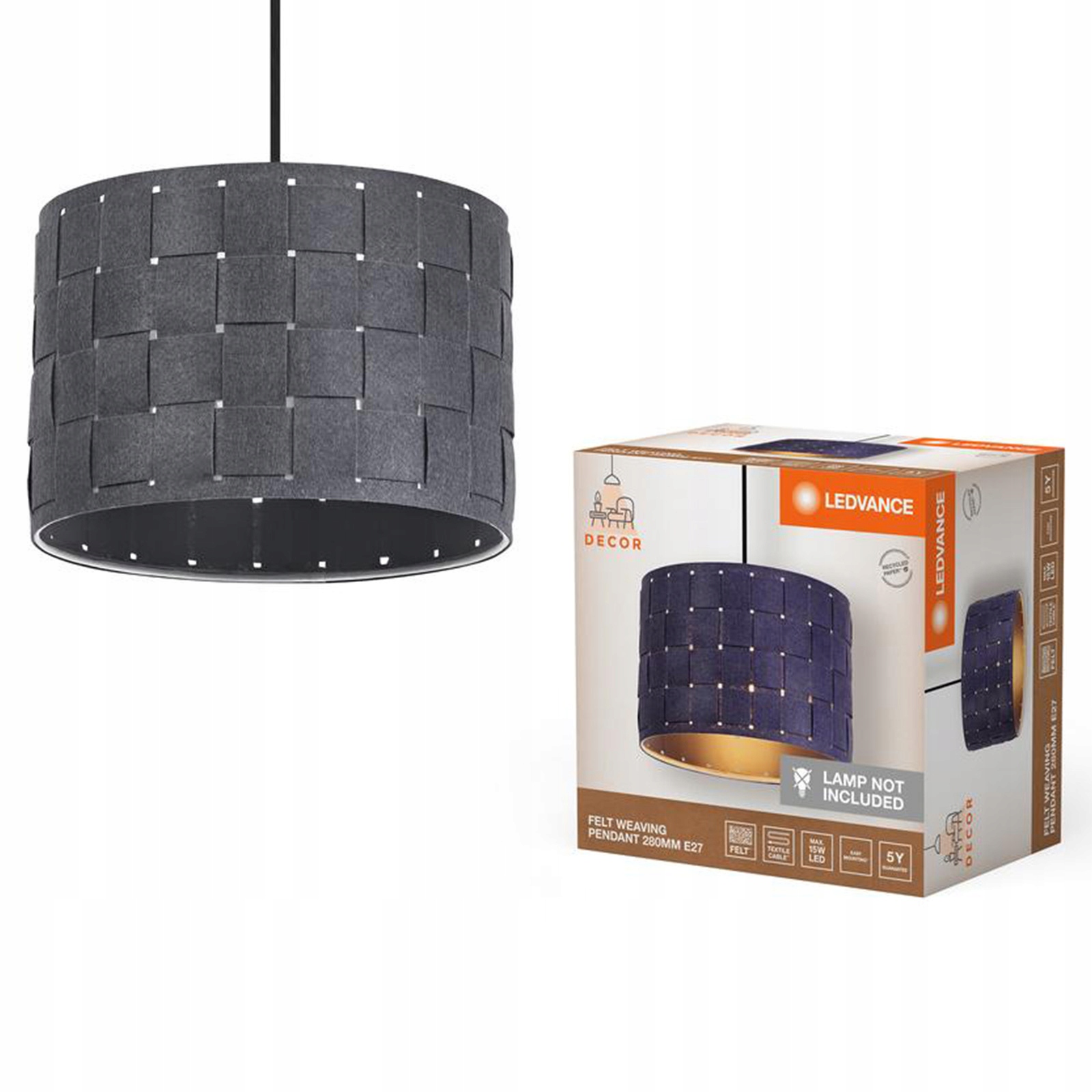 Závěsné Stropní Svítidlo Dekorativní E27 Převis Šedá Decor Ledvance