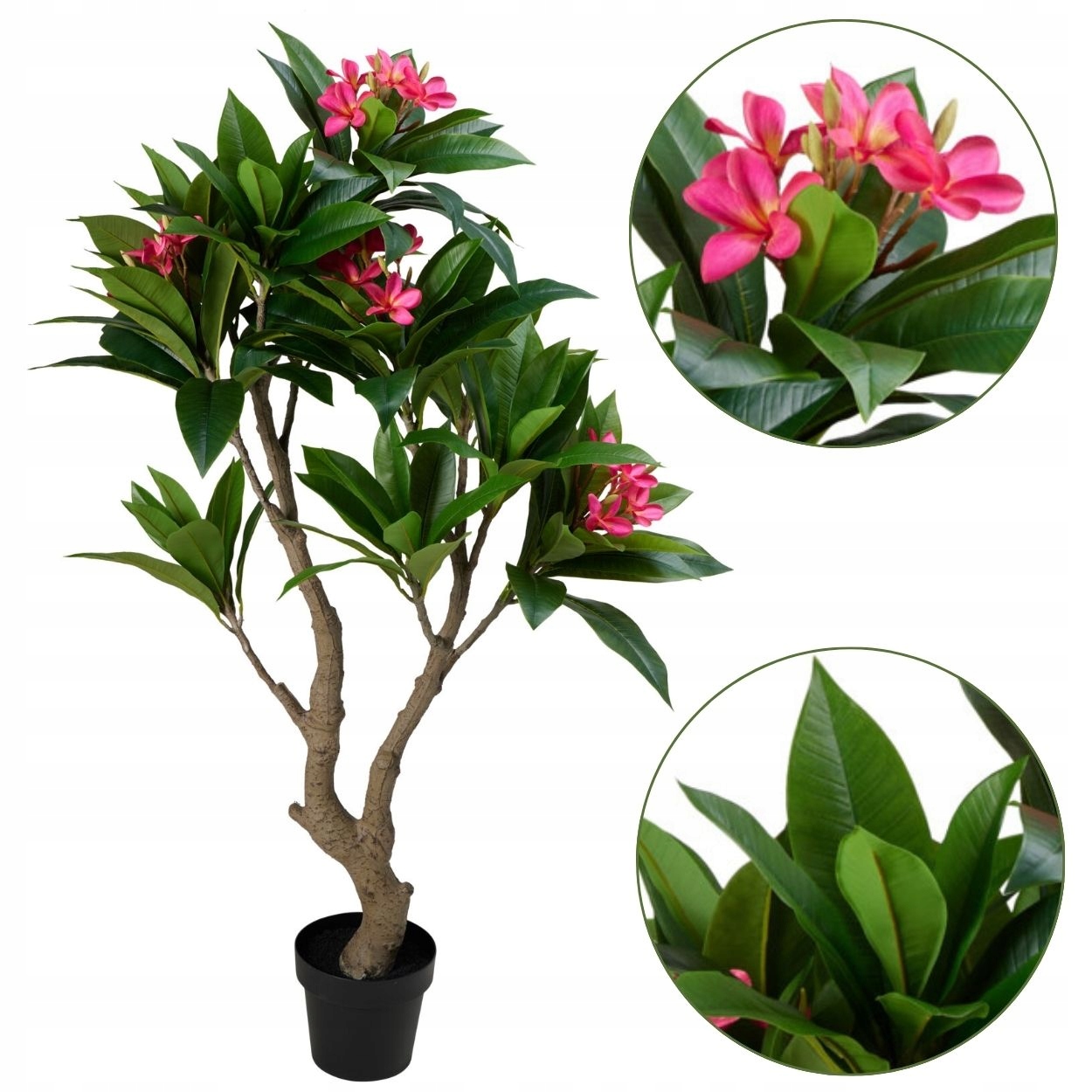 Umelý Stromček rastlina Frangipani Ružový Kvet 150 cm v Kvetináči dekorácia